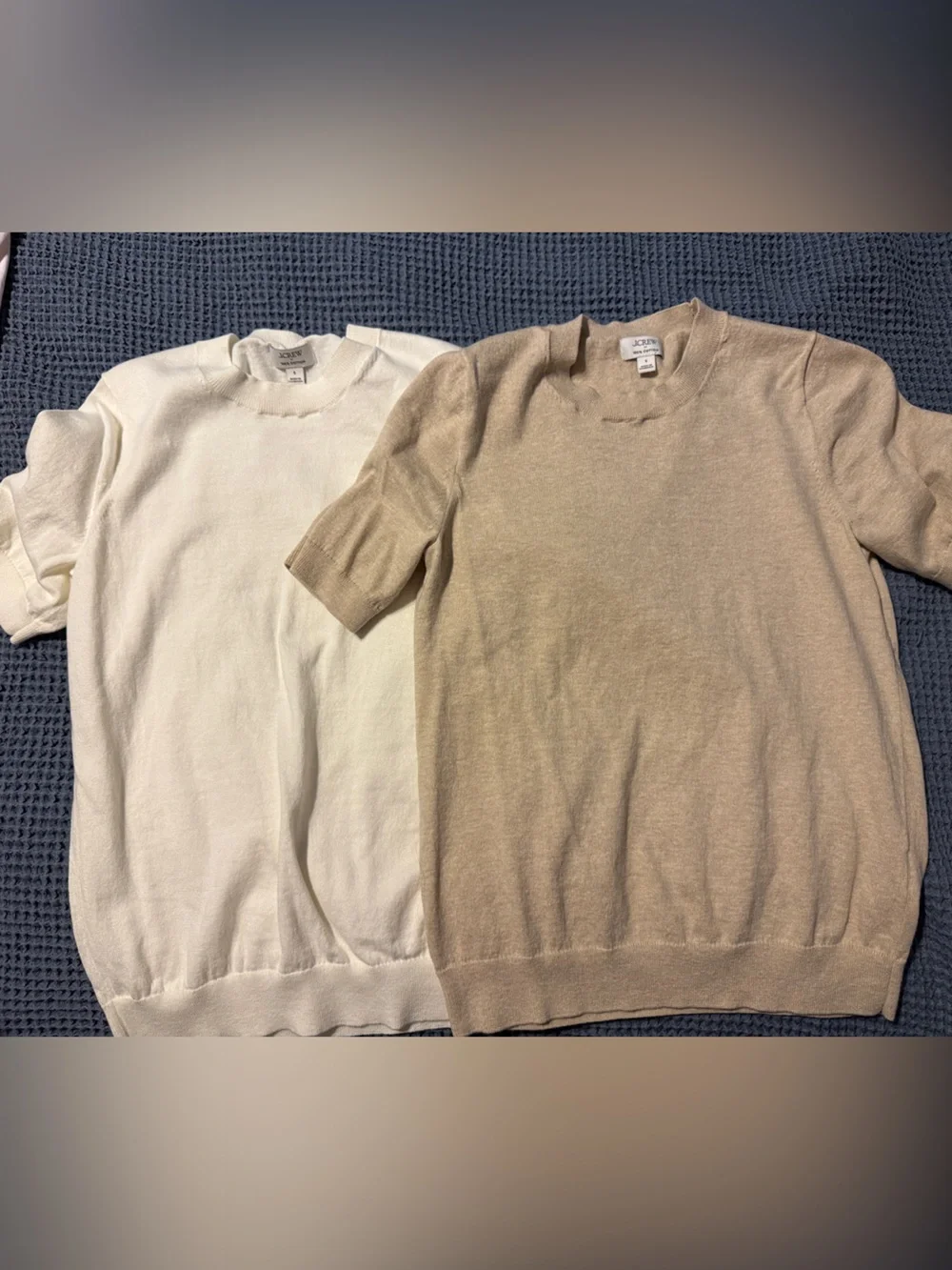 J.Crew Beige Cotton Short-Sleeve Knit Top